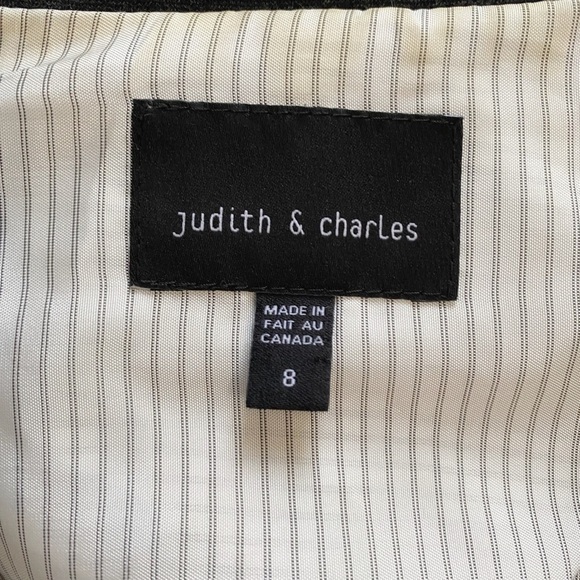 JUDITH & CHARLES DARK GREY CHAMBRAY NOTCHED LAPEL BUTTON FRONT BLAZER JACKET - 8 - Picture 6 of 10